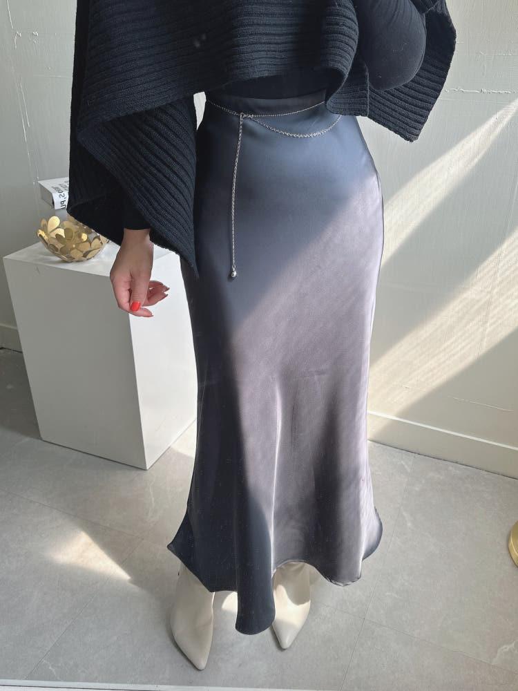 디에네스 올드머니룩 새틴 속밴딩 머메이드 롱 스커트5colors
