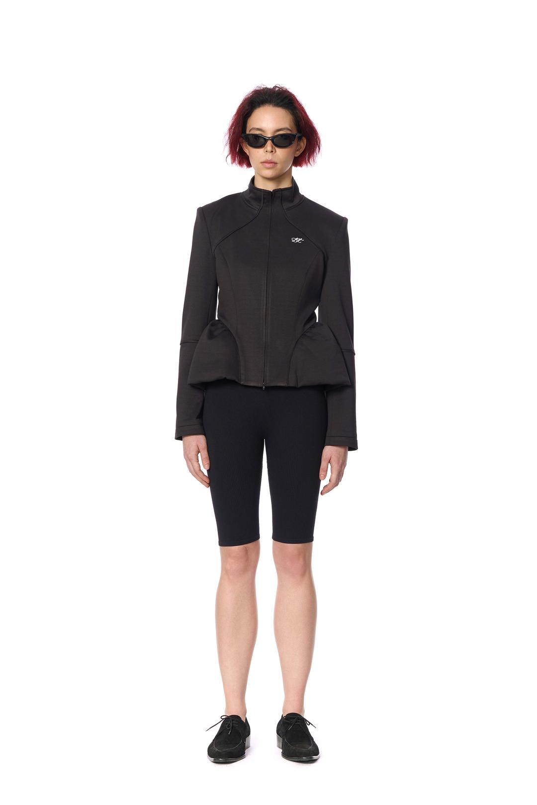BLACK PUFF ZIP TRAINING JACKET