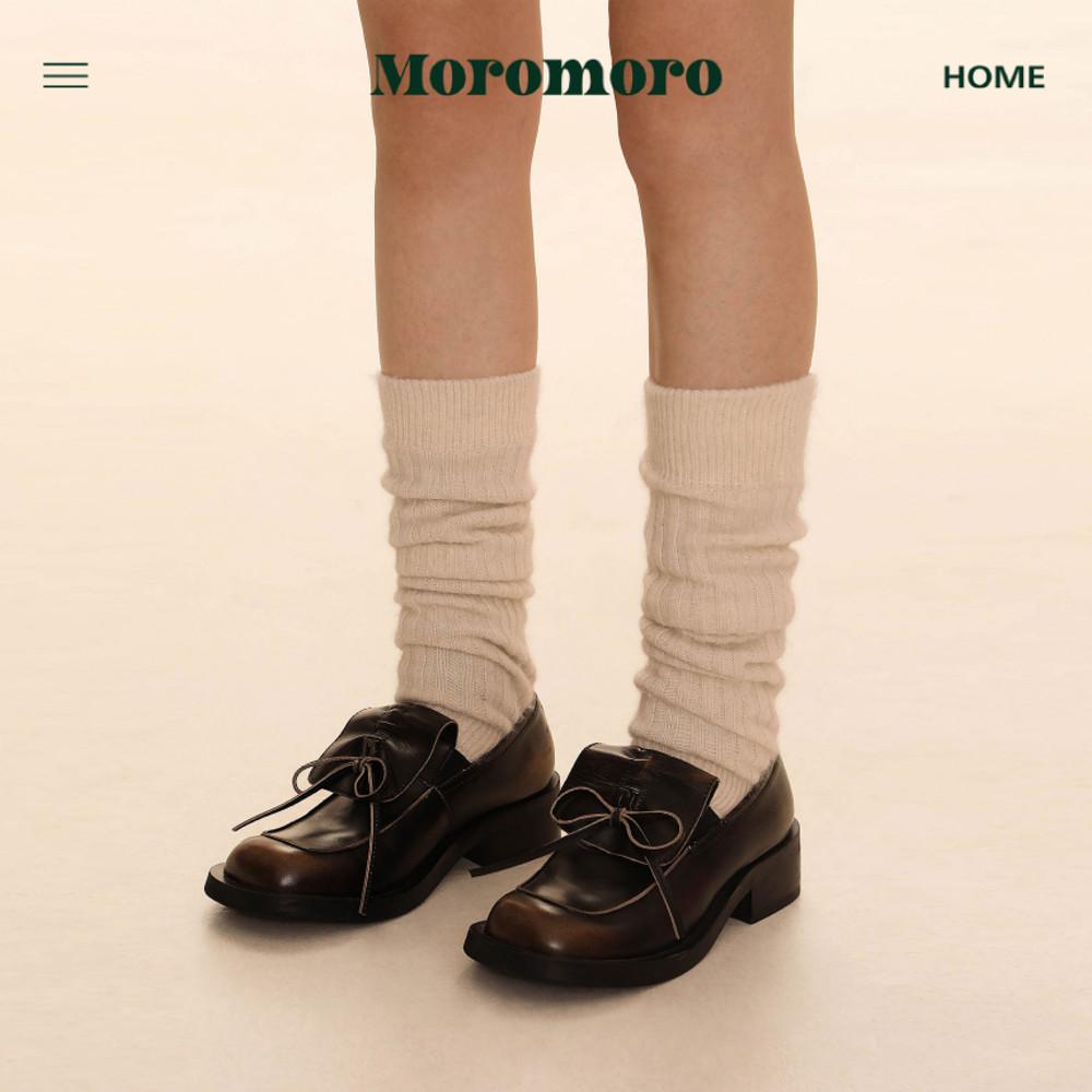 MOROMORO2 모로모로2 로퍼 스웨이드 리본 로퍼 여성 고품질 가죽 신발