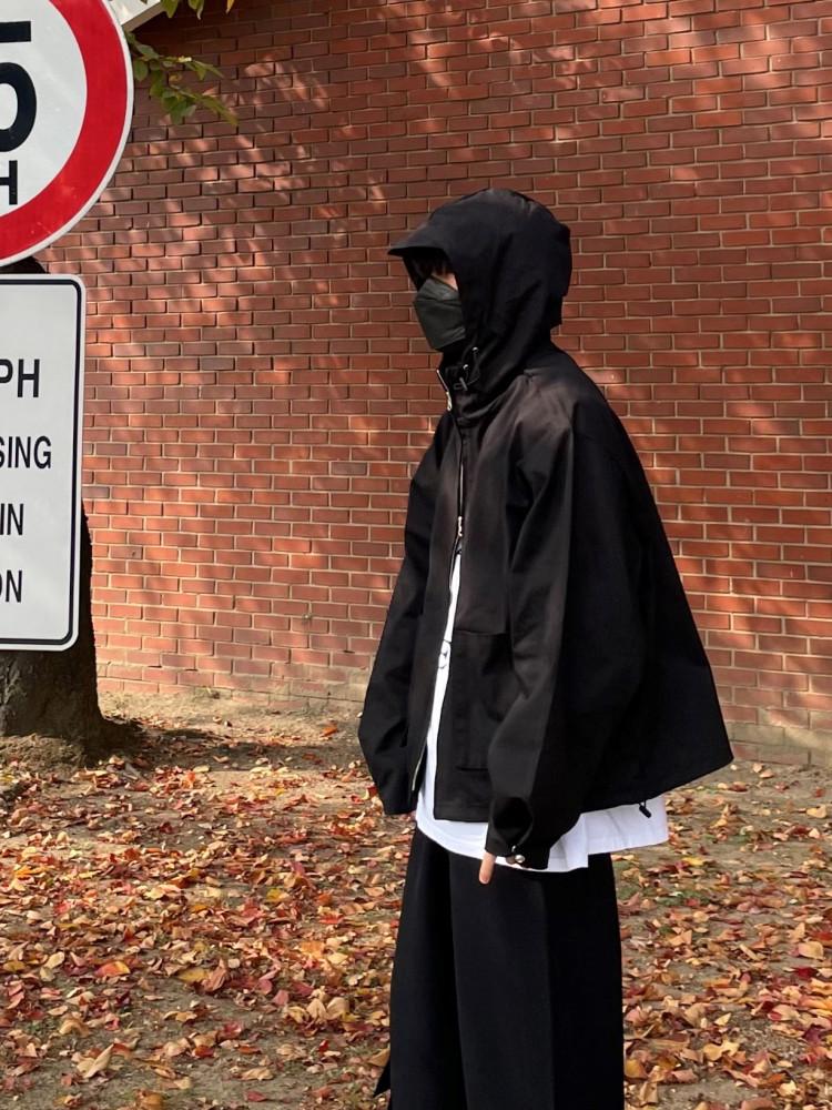 남자 오버핏 벌룬 후드 캡 야상 투웨이 스냅 고밀도 자켓 (2Color)