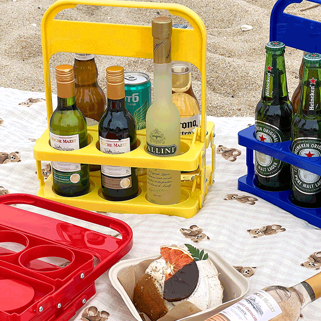 놀러갈때 컴팩트 렛츠고 피크닉 6구 음료캐리어 캠핑트레이 피크닉소품 나들이 여행소품 캠핑소품