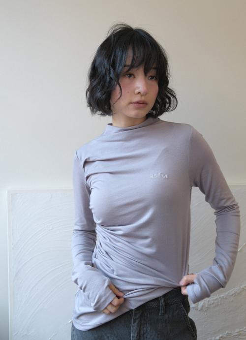 VEIL HIGH-NECK TEE / LAVENDER