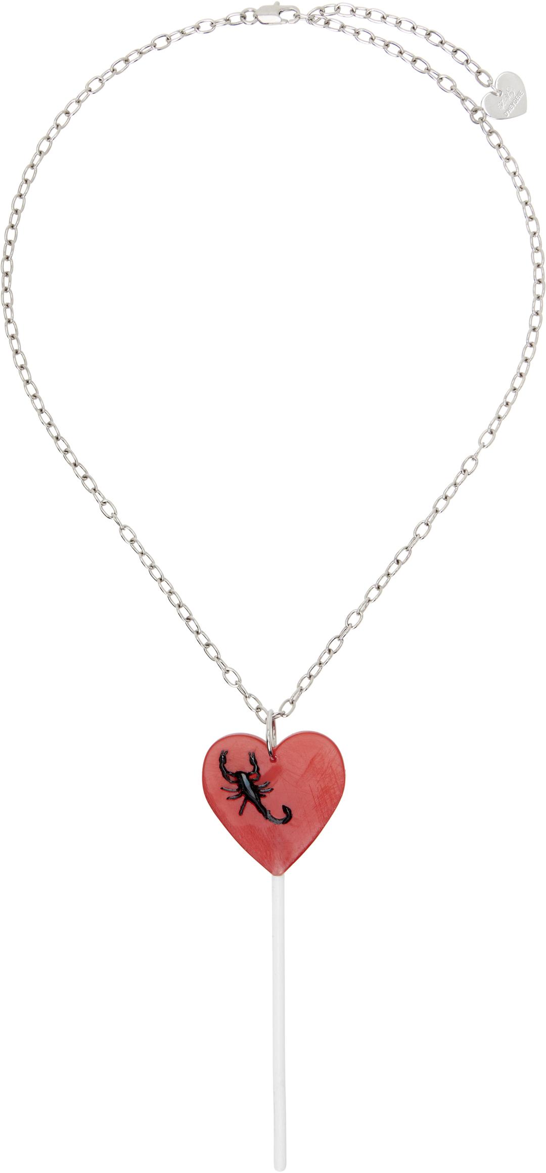 SSENSE 익스클루시브 실버 D'heygere 스콜피오 롤리팝 네크리스