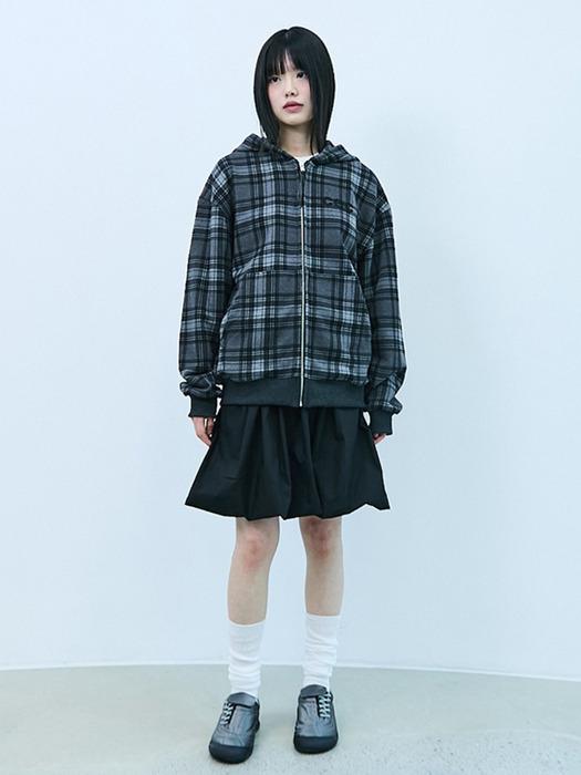 CEC CHECK ZIP-UP HOODIE(CHARCOAL)