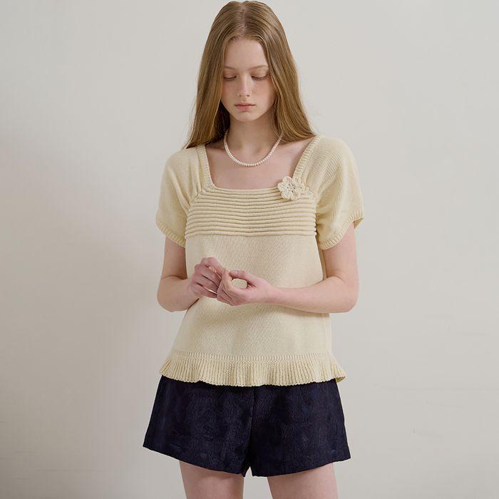SQUARE FLOWER KNIT - LEMON