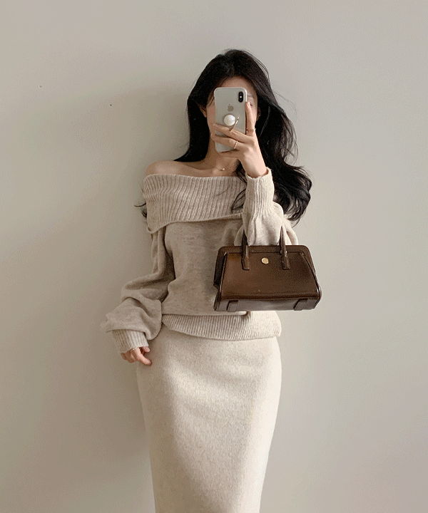 퍼빗 베르나 여리루즈핏 오프숄더 니트 - 6color