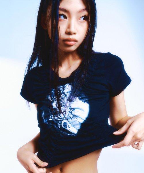 222 엑스 셔링 로고 크롭티 - 블랙