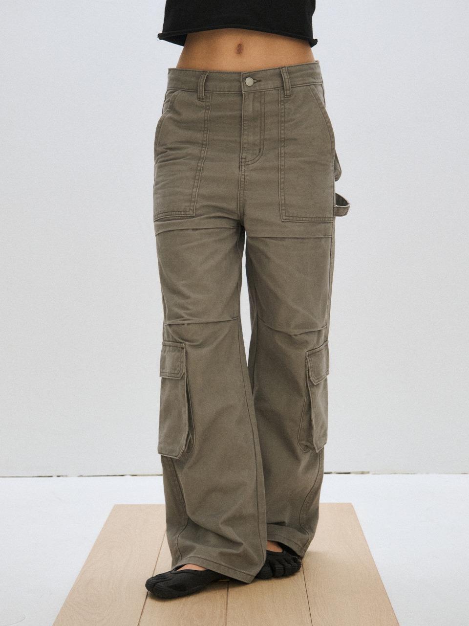 [PLZPROJECT]CARPENTER PARACHUTE PANTS, KHAKI GRAY