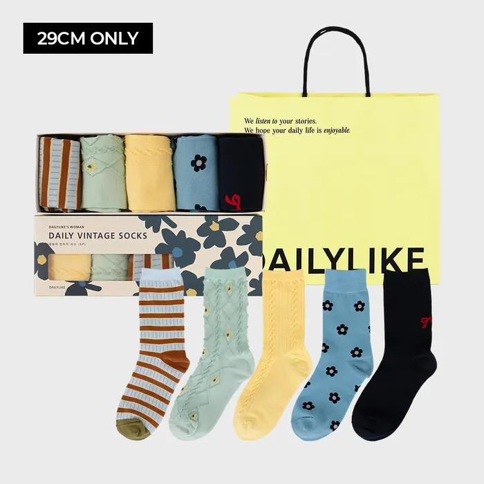 [29CM 단독] 데일리 빈티지 삭스 우먼 5P 세트 - 05 Honeybee (선물세트/여성양말) + 쇼핑백 증정