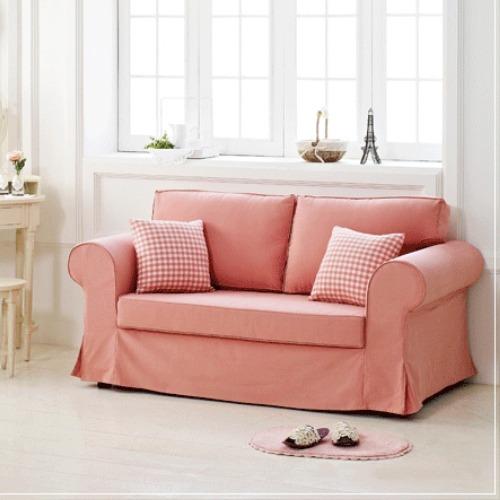 프렌치 풀커버 2인소파 인디핑크 커버분리세탁 색상변경가능