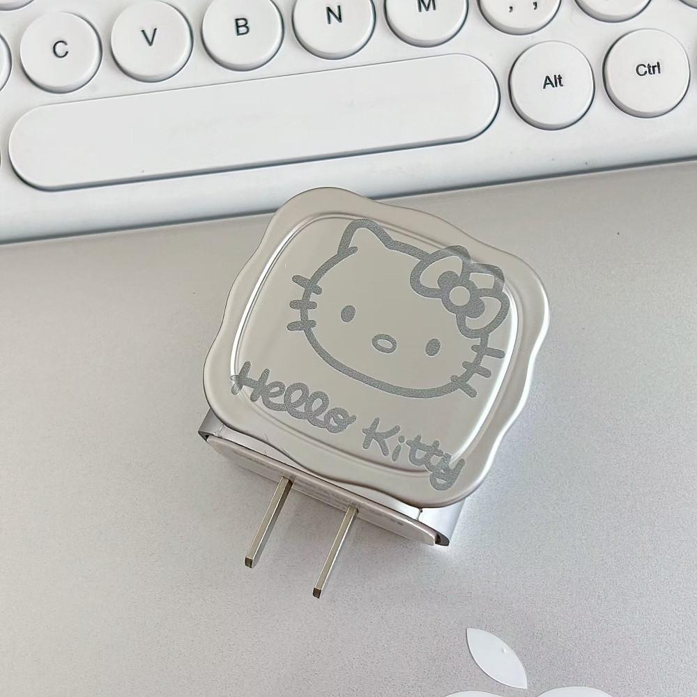 실버 헬로키티 충전기 커버 헤드 케이블 휴대용