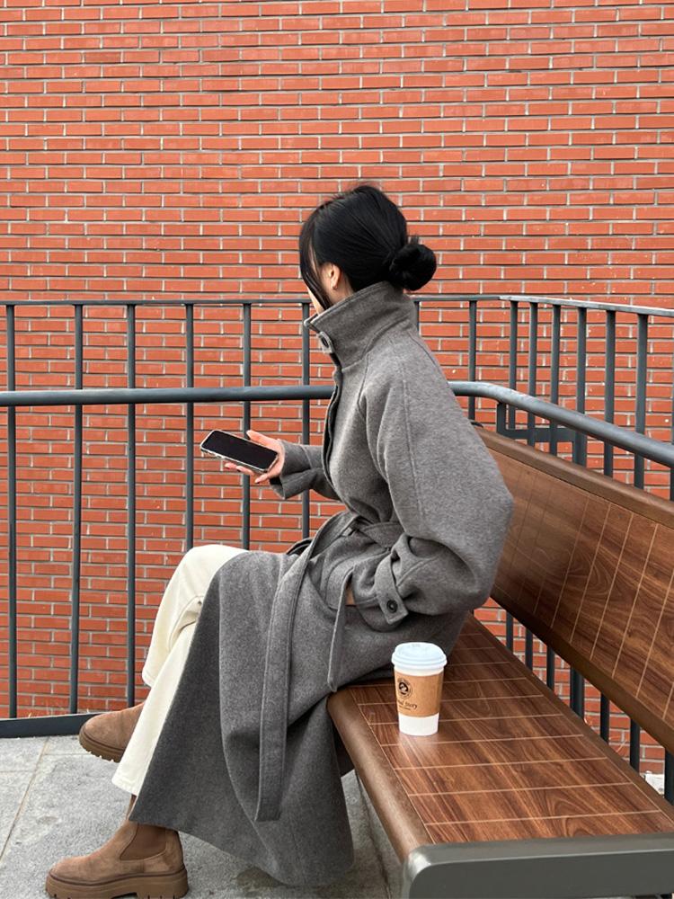 [무료배송] 앤디 하이넥 누빔 울 롱코트 2color