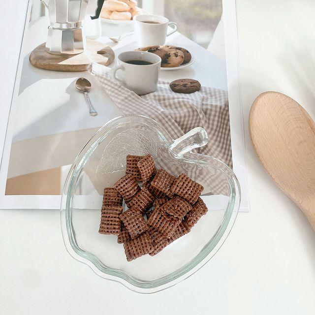 사과 유리 시리얼볼 간식그릇 디저트 과일 접시 볼