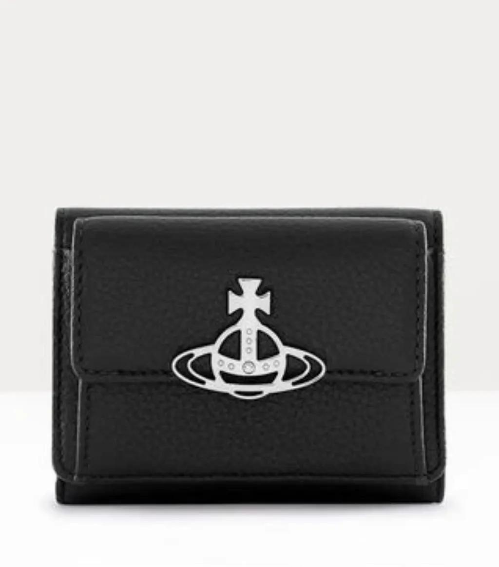 비비안웨스트우드 그레인 레더 3단 지갑 스몰 펄스 블랙