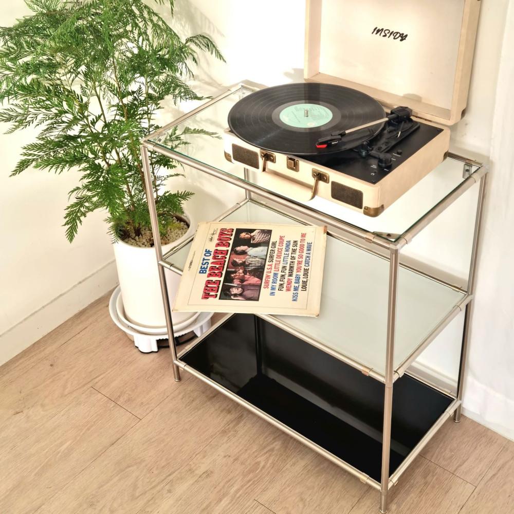 비햅핀 모듈 가구 거실 거실장 강화유리 3단 선반 수납장 LP 스피커 진열장 장식장