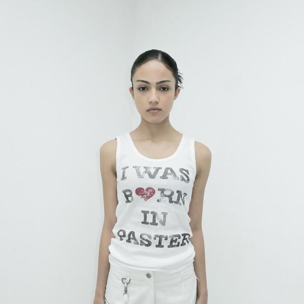 I WAS BORN IN SLEEVELESS, WHITE