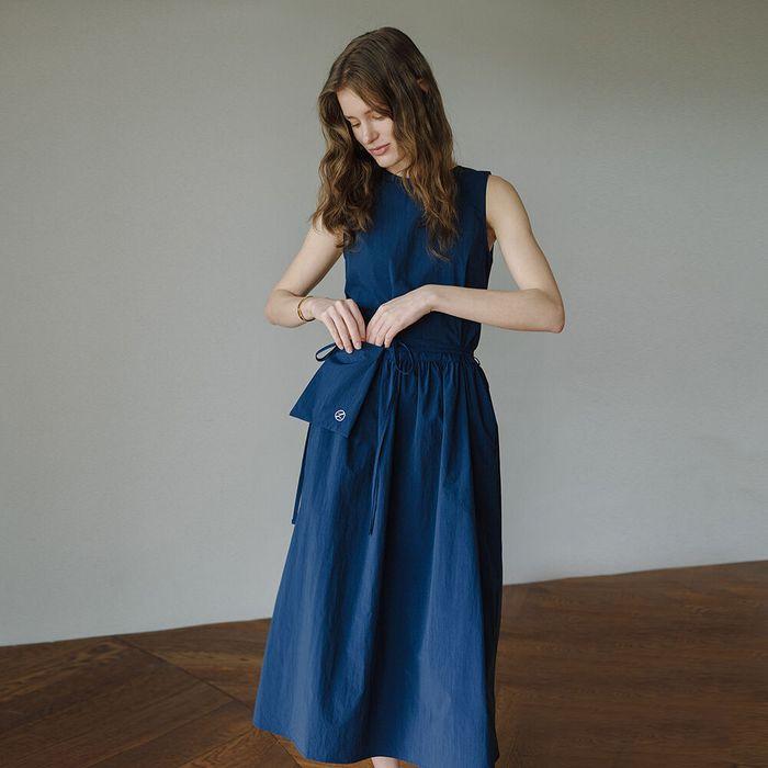 Pocket belt Summer Dress - Navy