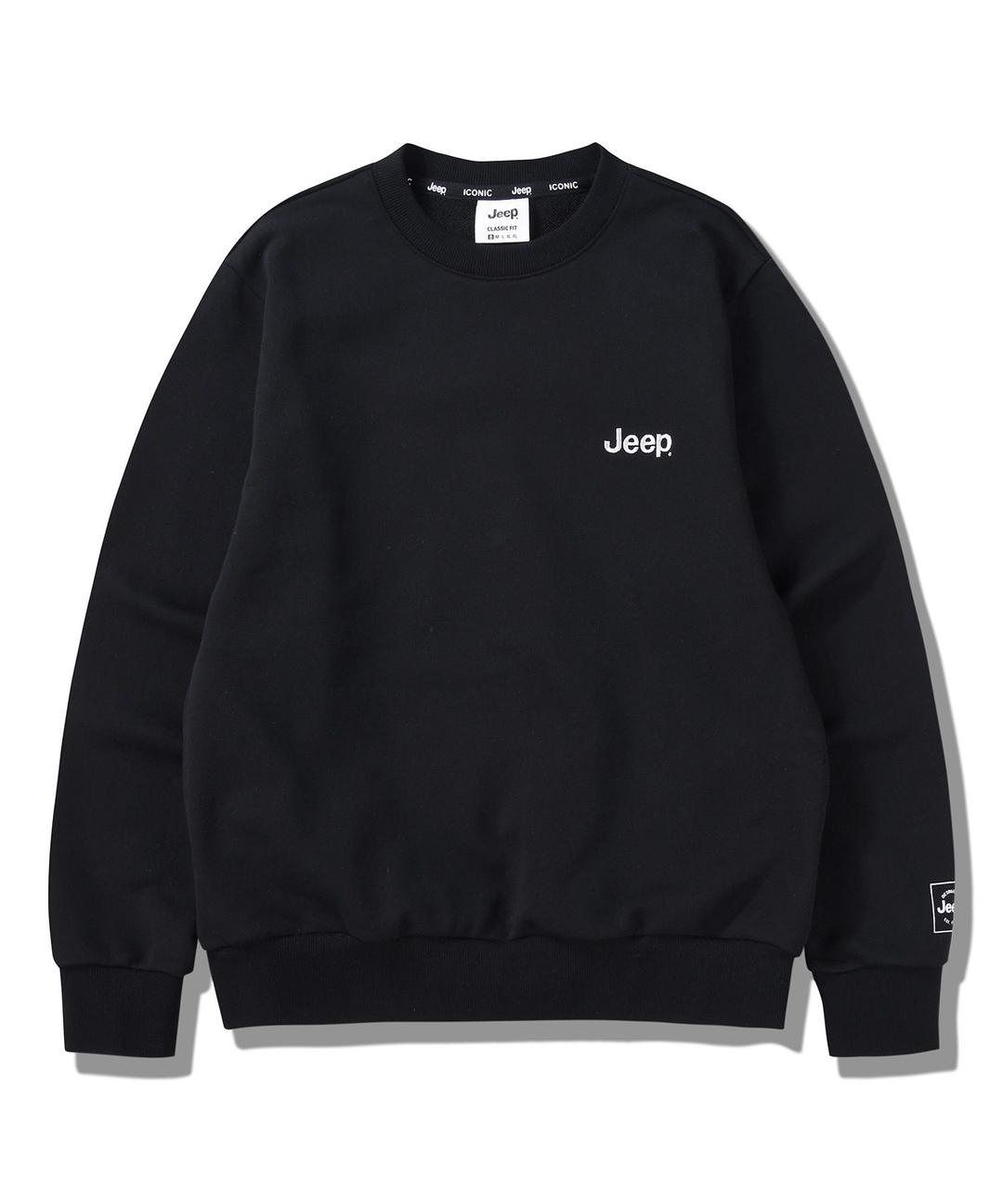 [남여 공용] 라운드넥 자수지프 맨투맨 (JQ1TSU802BK)