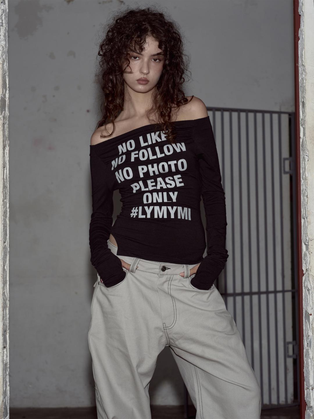Kacy Lettering Long Off-Shoulder Top