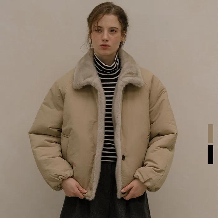 Faux-fur quilted puffer jacket [KNFW05JP10]_[2color]