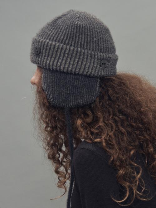 투웨이 이어플랩 비니 투톤믹스 차콜