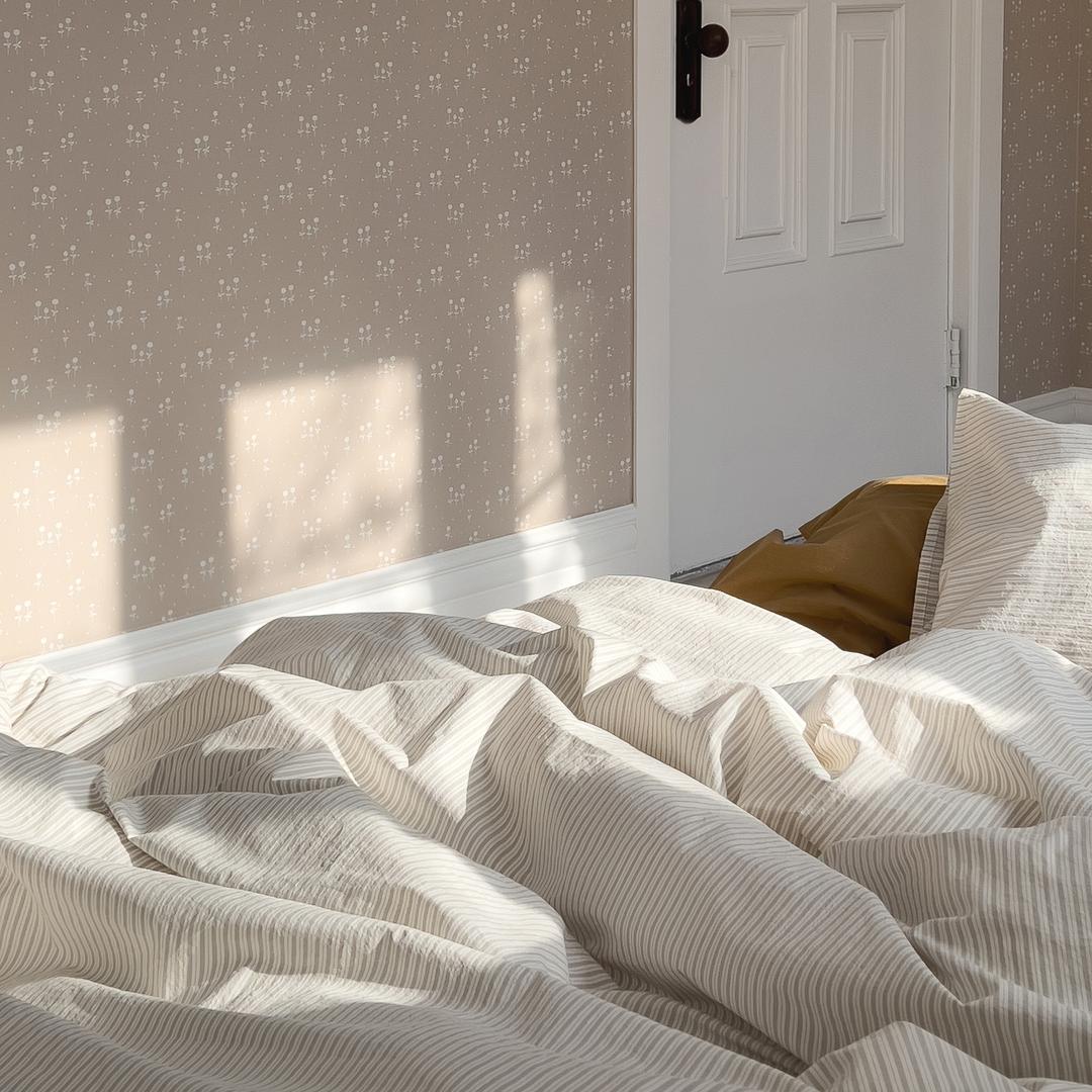 파자마 스트라이프 베딩 이불커버 - 그레이