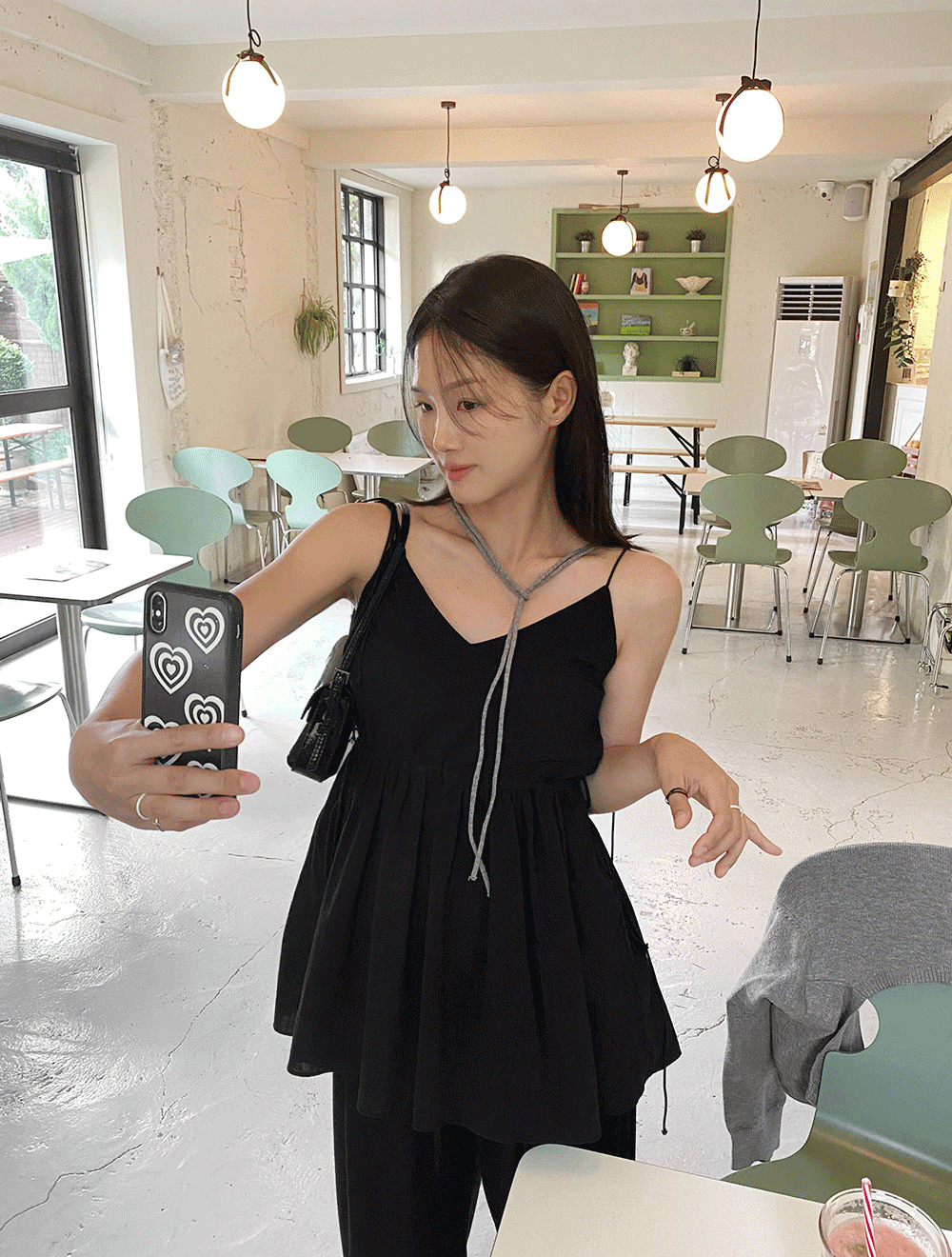 시즌리스 끈 플레어 하프 뷔스티에 (2color)