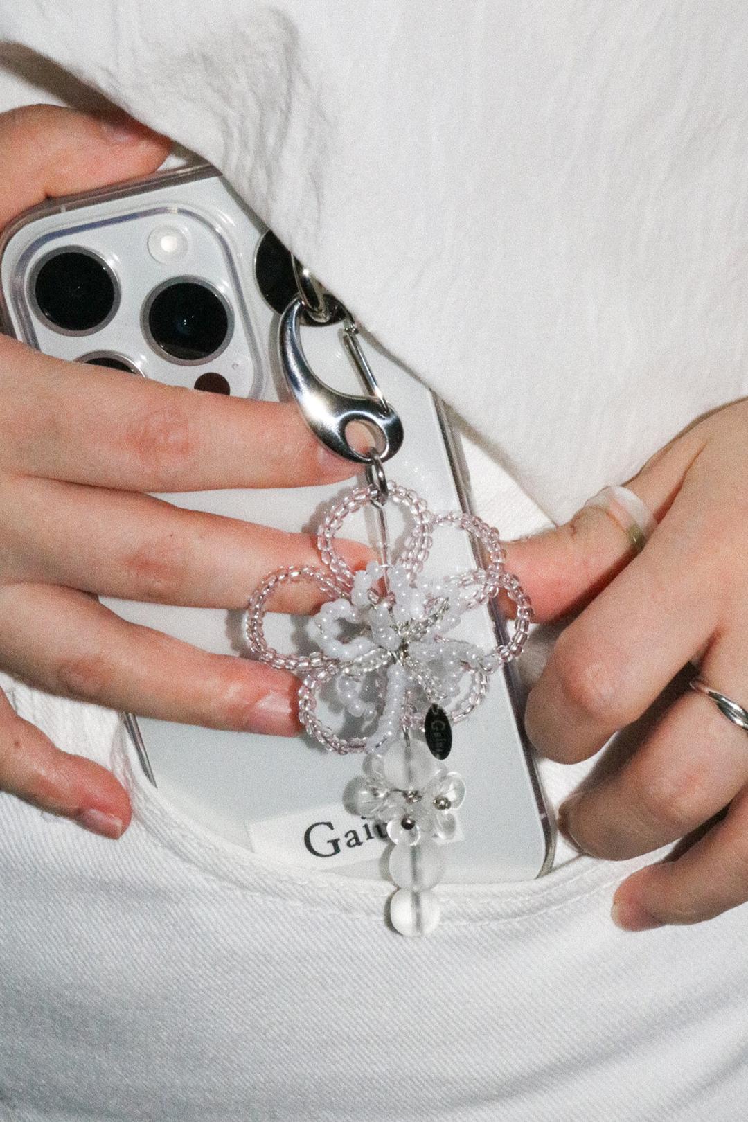 blossoming flower keyring (pink)