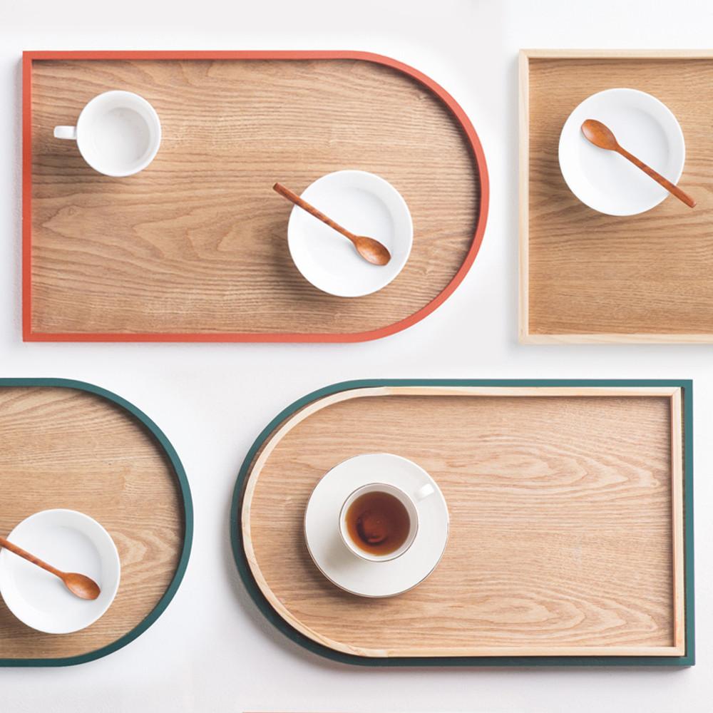 잔잔 컬러 우드 트레이 나무 쟁반 원목 빵 베이커리 아치 M