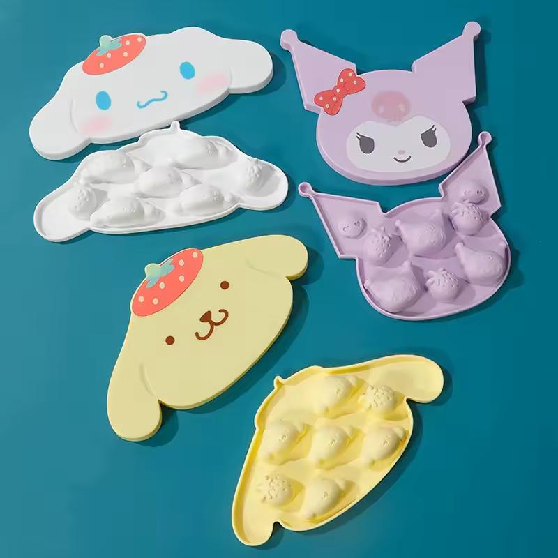애니메이션 Sanrio Kuromi 실리콘 아이스 블록 트레이 금형 Cinnamoroll Purin 만화 여름 홈 도구 아이스 큐브 얼음 만들기 실리콘 몰드