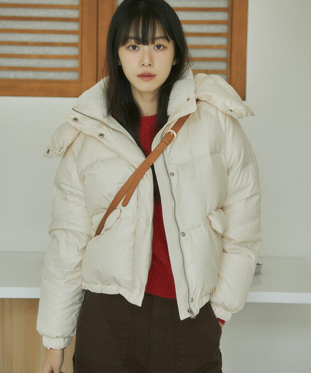 💝단독특가💝 SIOT4090 덕다운 글로시 후드 패딩_Pearl cream