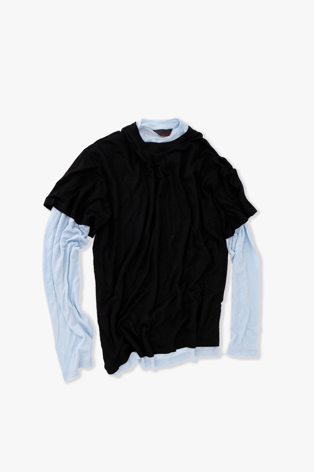 TIA LAYERED TEE - SKY BLUE / BLACK
