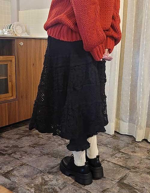 로우키샵 뜨개 니트 스커트(2colors)