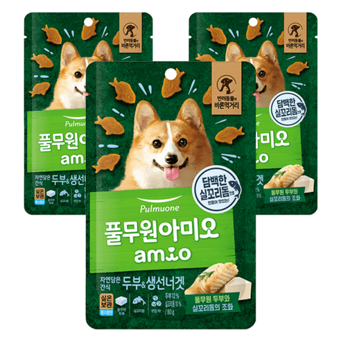 아미오 강아지 자연 담은 간식, 혼합맛(두부/생선너..., 80g, 3개 - 건조간식/육포 | 쿠팡