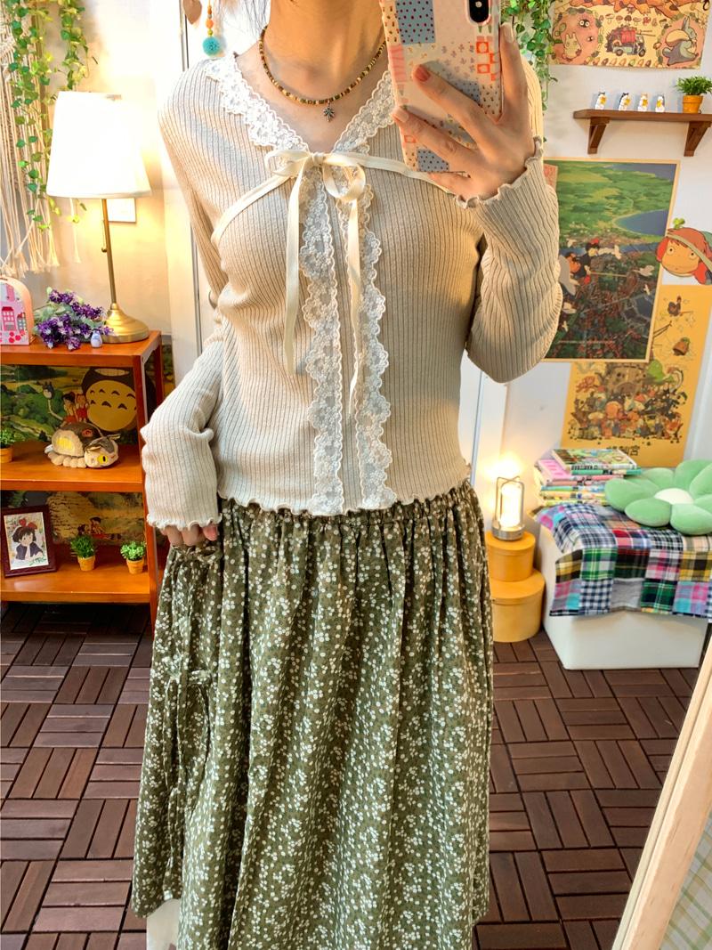 Marry ribbon lace T ( 2 color )