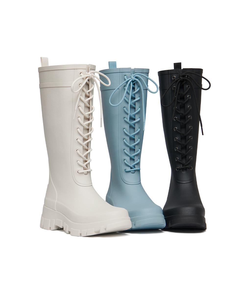 [NEW 10%ㅣ05.09이내 출고] FLATFORM LACEUP RAIN BOOTS LONG - 3 colors