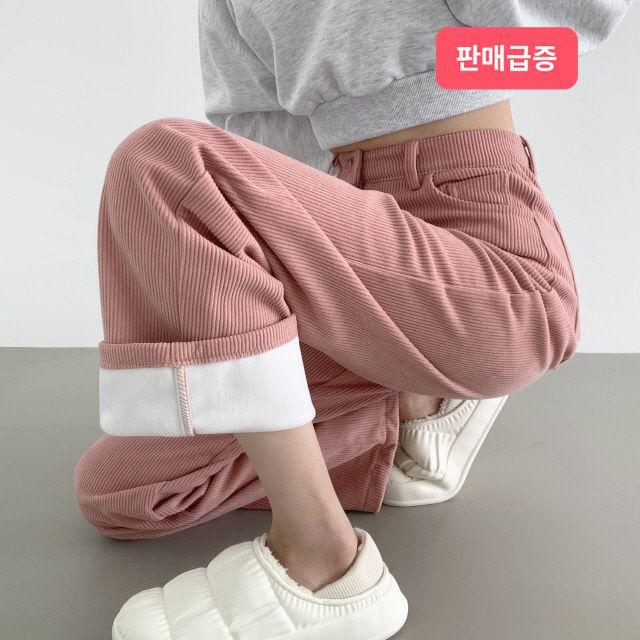 ~2XL[융털,기장선택/5Color]골덴 코듀로이 벨로아 융털기모 롱와이드 팬츠_복플레이스