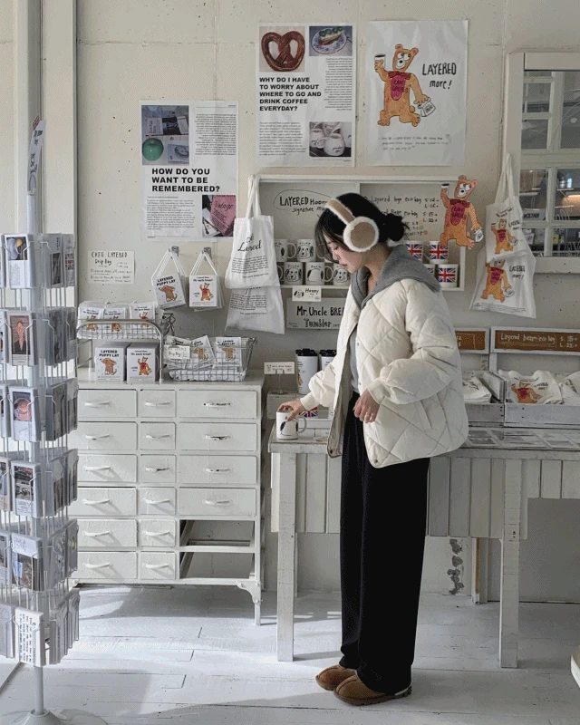 모아니 퀄팅 누빔 오버핏 패딩 점퍼 (2 color)