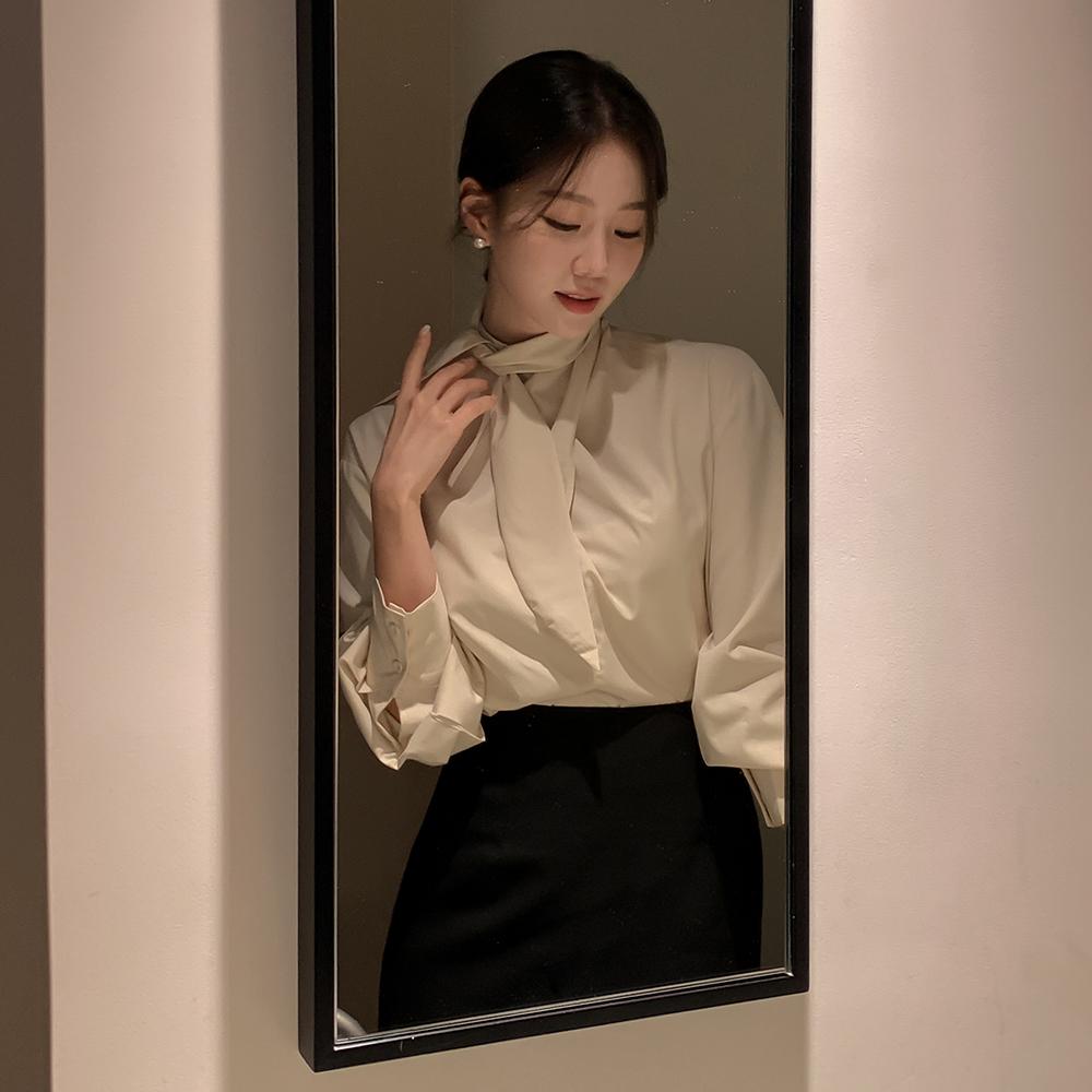 달리호텔 [단독] [Dali made/주문폭주]커브 타이 스카프 블라우스(하객룩/타이블라우스/블라우스)