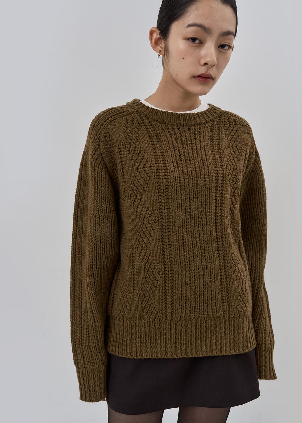 (w) Aran cable knit_cinnamon