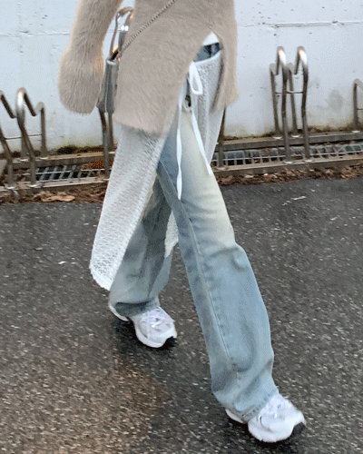 세미 부츠컷 와이드 워싱 연청 그레이 중청 데님