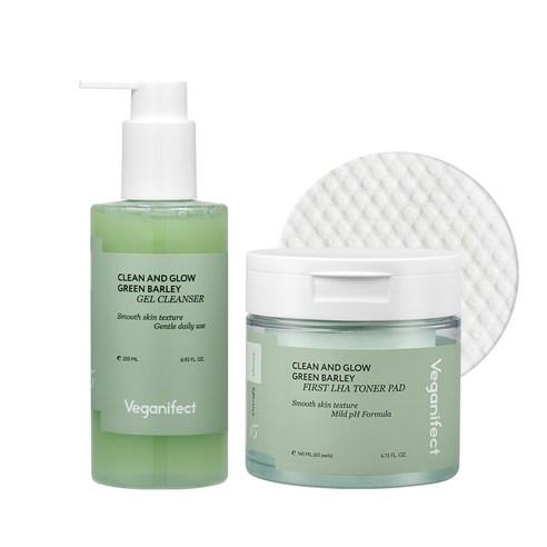 비건이펙트 청보리 LHA 젤 클렌징 젤 폼 205ml + 청보리 LHA 토너패드, 1세트 - 클렌징 | 쿠팡