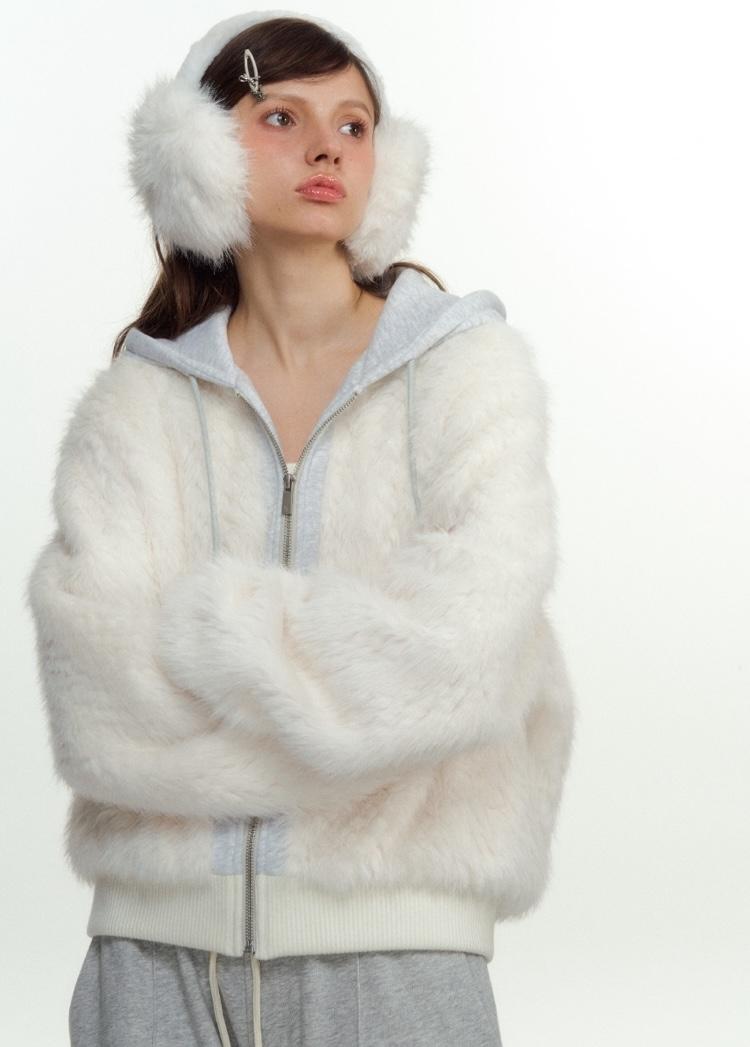 NS76 Eco Fur Hoodie Jacket