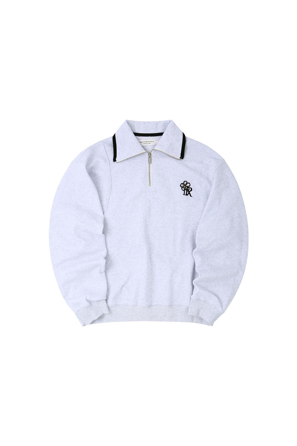 하프집업 절개 카라맨투맨 멜란지