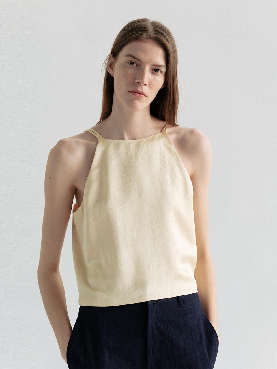 double strap halter-neck top (light yellow)