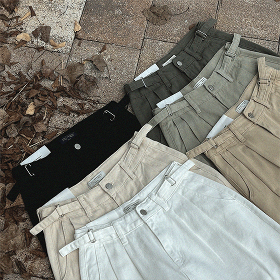 고고싱 [21만장돌파!👍허리조절/와이드팬츠] 투스트랩 와이드 팬츠 (비조,버클,면바지,코튼와이드,코튼팬츠,스트랩팬츠,화이트팬츠,흰바지,면팬츠,사계절)