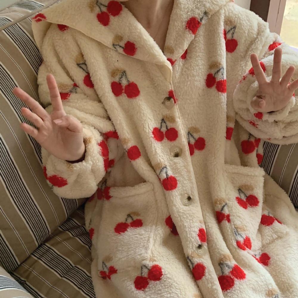 빅체리 담요 수면 원피스 파자마 따뜻한 극세사 임산부 빅사이즈 선물 파티