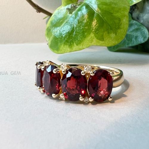 [가넷R018] 4스톤 천연 가넷반지 (14K/18K/다이아몬드)