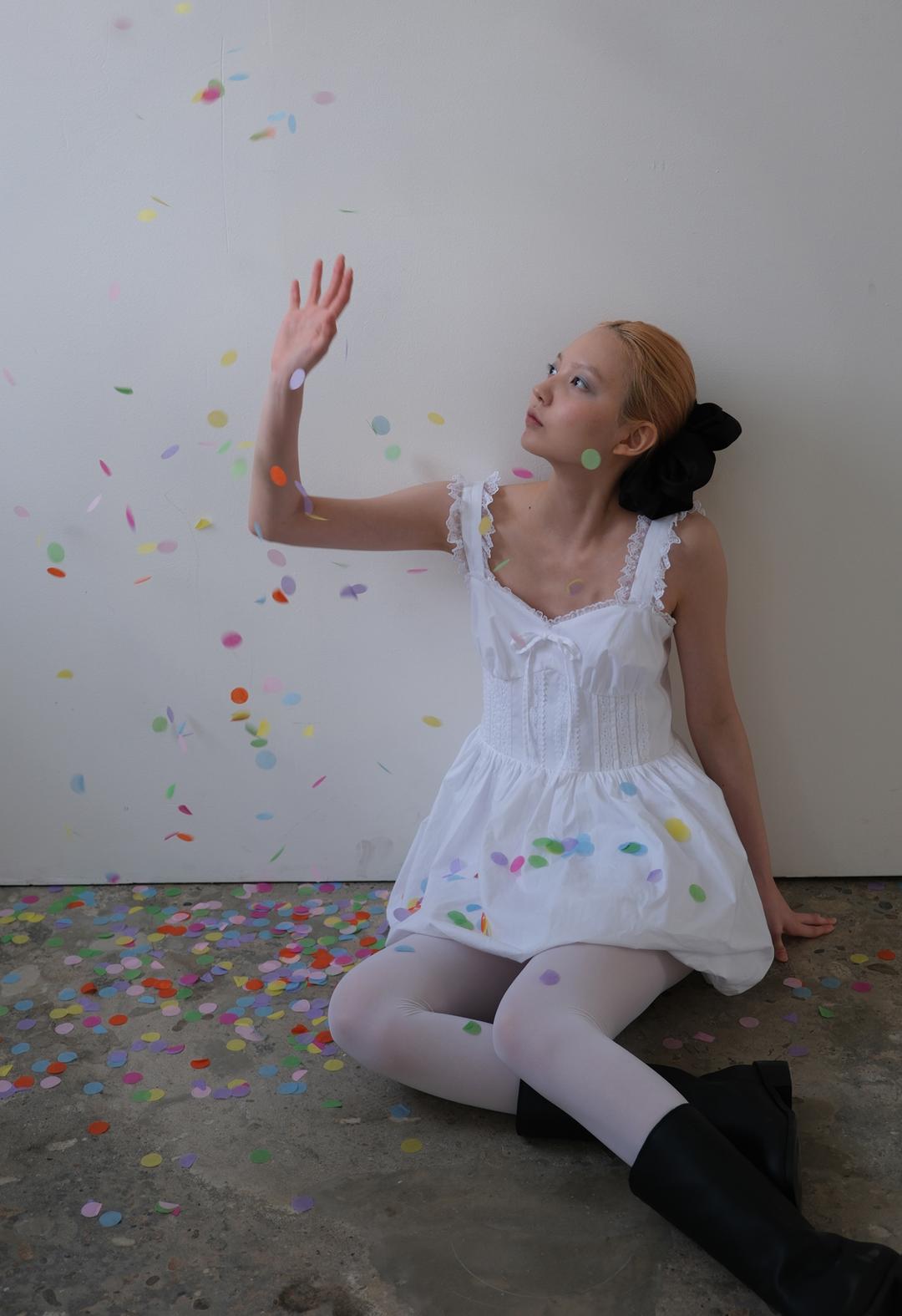 Lace Balloon Mini Dress, 2color