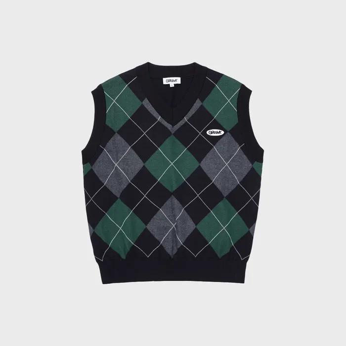 ARGYLE KNIT VEST(GREEN)